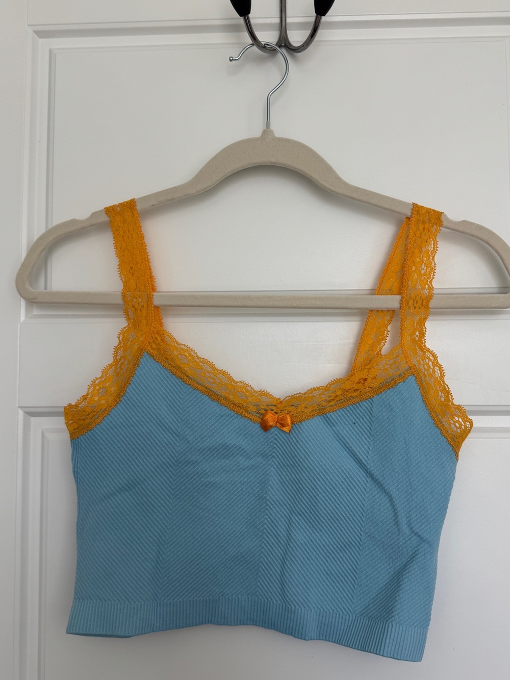 Out From Under Stripe Crop Tank in Blue & Orange Size Medium / Large